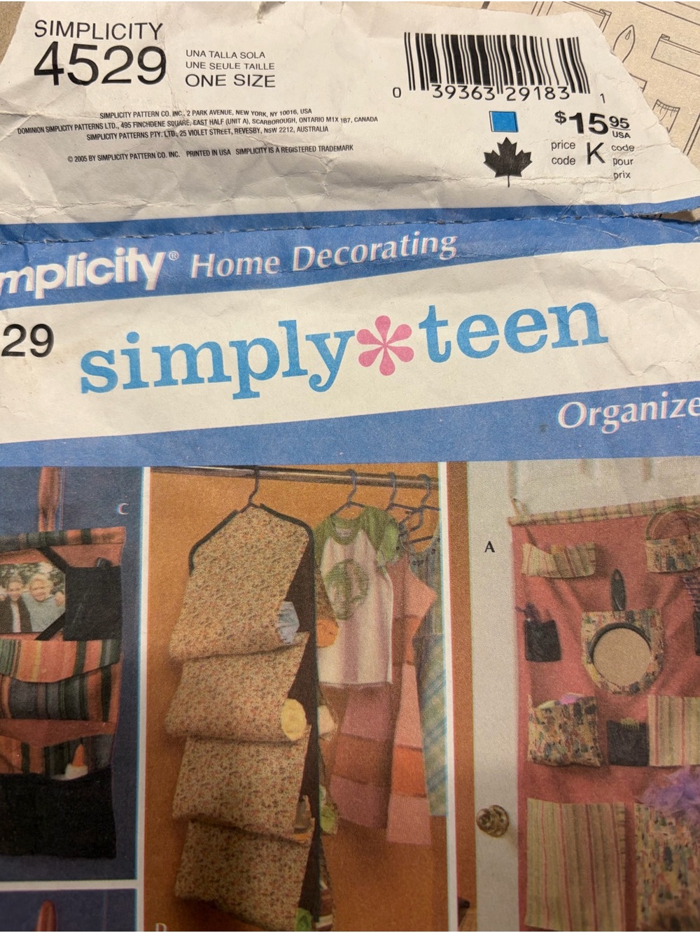 Simplicity Sewing Pattern -  Closet Organizing Accessories